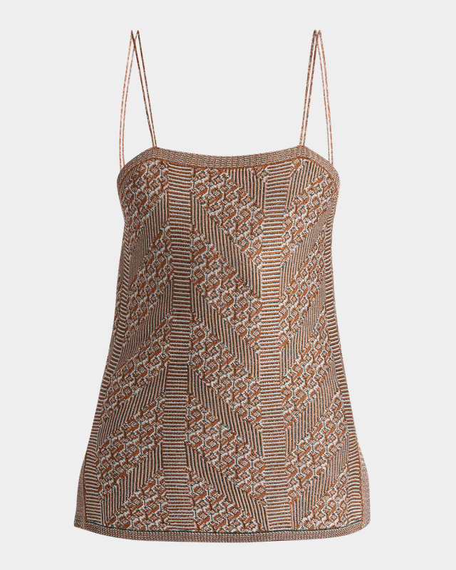 Abstract Metallic Knit Tank Top